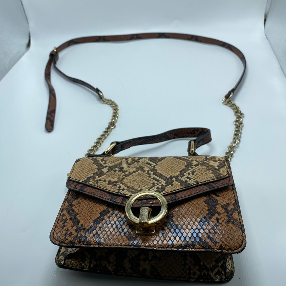 Aldo Tan and Black Snake Print Crossbody Bag